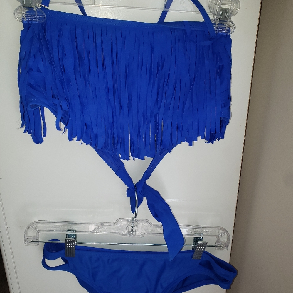 Royal blue shaggy bikini